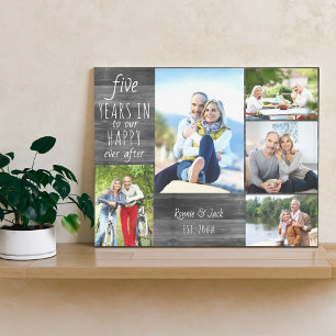 Toile Mariage Anniversaire Photo Collage Gris Bois Look