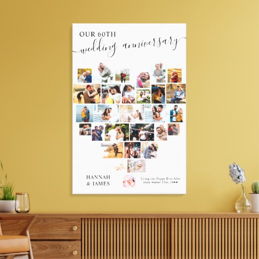 Toile Mariage Anniversaire Script Heart Photo Collage (Insitu(Salon))