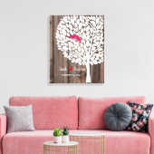 Toile mariage arbre signature livre d'hôtes oiseaux bois (Insitu(Salon))