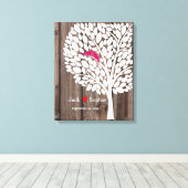 Toile mariage arbre signature livre d'hôtes oiseaux bois (Insitu (Plancher de Bois))