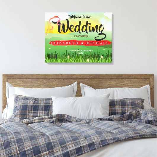 Toile Mariage Bienvenue Modern Rustic Festival Wedfest (Insitu(Chambre))