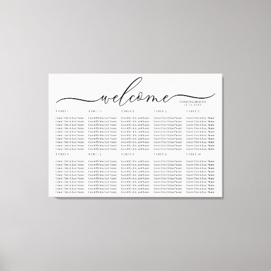 Toile Mariage blanc - Bienvenue - Nombre de tables (Recto)