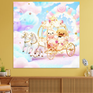 Toile Mariage de chiot mignon Carrosse de conte de fées