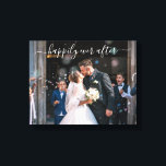 Toile Mariage élégant de photo Après pour toujours<br><div class="desc">Galerie de mariage moderne sur toile avec un design simple comportant "pour toujours heureux" dans un élégant script manuscrit blanc avec fioritures sur votre photo. Vous pouvez également changer le texte en vos noms. Affichez votre photo de fiançailles préférée à votre réception ou offrez ceci en cadeau à un jeune...</div>