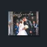 Toile Mariage élégant de photo Après pour toujours<br><div class="desc">Galerie de mariage moderne toile emballée avec un design simple avec "heureux pour toujours" dans un élégant script manuscrit blanc avec des fioritures sur votre photo. Vous pouvez également changer le texte à vos noms. Affichez votre photo de fiançailles préférée à votre réception ou offrez ceci en cadeau à un...</div>