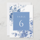 Toile Mariage Floral bleu français Numéro de table (Dos)