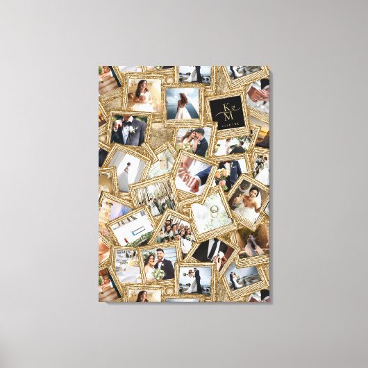 Toile Mariage Keepsaké 30 Photo Collage Gold ID1065 (Recto)