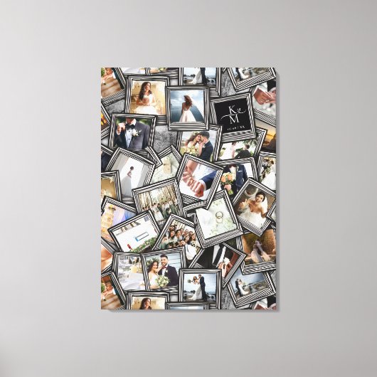 Toile Mariage Keepsaké 30 photo Collage noir ID1065 (Recto)