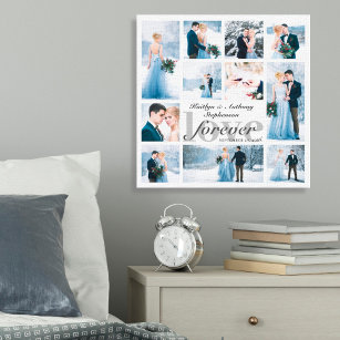Toile Mariage LOVE FOREVER Photo Collage Couleur personn