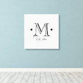 Toile Mariage monogramme date initiale noir blanc modern (Insitu (Plancher de Bois))