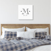 Toile Mariage monogramme date initiale noir blanc modern (Insitu(Chambre))