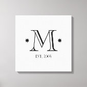 Toile Mariage monogramme date initiale noir blanc modern (Recto)