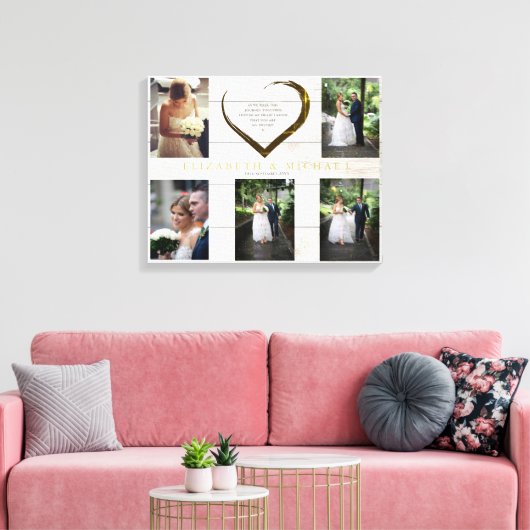 Toile Mariage Photo Collage Rustique Simple Coeur Citati (Insitu(Salon))