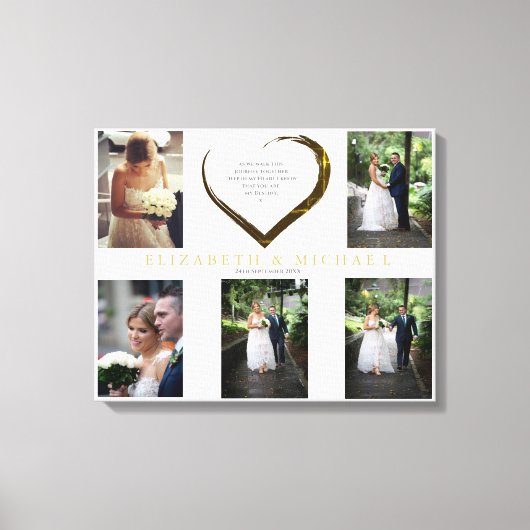 Toile Mariage Photo Collage simple Citation de coeur (Recto)
