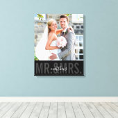 Toile MARIAGE PHOTO DATE m. mrs monochrome noir (Insitu (Plancher de Bois))