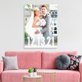 Toile MARIAGE PHOTO DATE mémoire en gras blanc (Insitu(Salon))