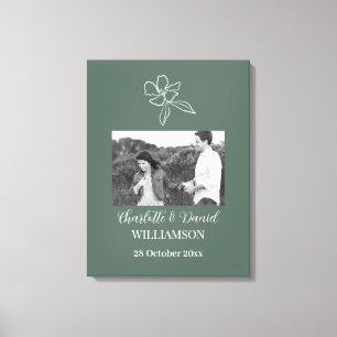 Toile Mariage Photo Vert minimal Floral Personnaliser
