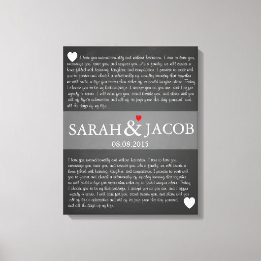 Toile Mariage vow canvas imprimer cadeau anniversaire (Recto)