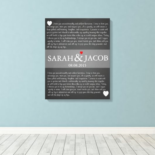 Toile Mariage vow canvas imprimer cadeau anniversaire (Insitu (Plancher de Bois))