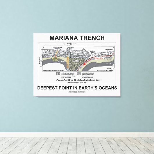 Toile Mariana Trench Point le plus profond dans les océa (Insitu (Plancher de Bois))