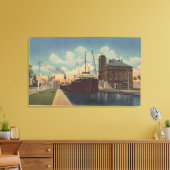 Toile Marie, MI - Vue du cargo quittant MacArthur (Insitu(Salon))