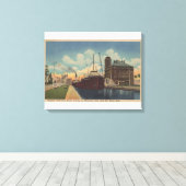Toile Marie, MI - Vue du cargo quittant MacArthur (Insitu (Plancher de Bois))