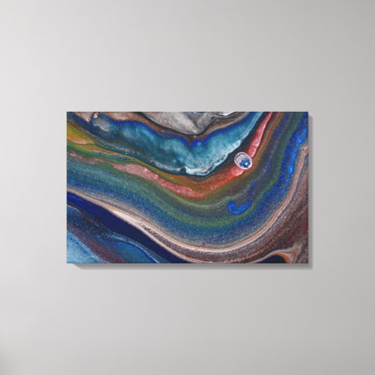 Toile Marine Bleu Cuivre Boucles métalliques Marbre Liqu (Recto)