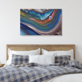 Toile Marine Bleu Cuivre Boucles métalliques Marbre Liqu (Insitu(Chambre))