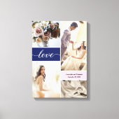 Toile Marine bleu et rose élégant Amour Mariage Photos (Recto)