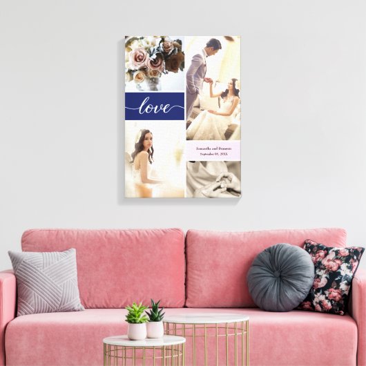 Toile Marine bleu et rose élégant Amour Mariage Photos (Insitu(Salon))