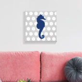 Toile Marine Blue Seahorse Gris et Pois blancs (Insitu(Salon))