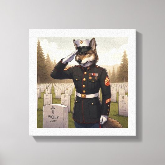 Toile Marine Corps Wolf saluant (Recto)