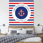 Toile Marine marine marine Bleu Rouge Blanc rayures Ancr (Insitu(Chambre))
