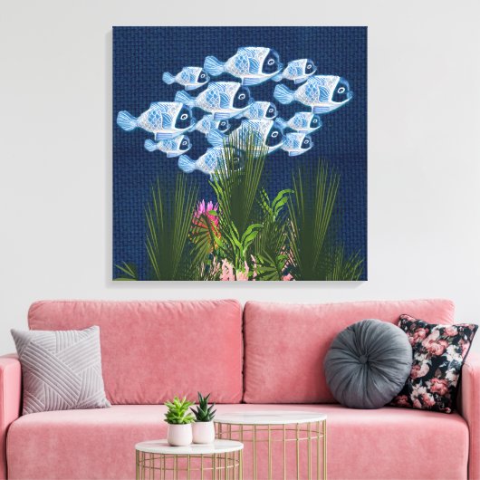 Toile Marine texturé, poisson, corail rose (Insitu(Salon))