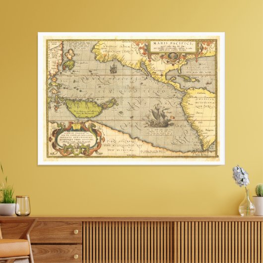 Toile Maris Pacifici 1589 par Abraham Ortelius (Insitu(Salon))