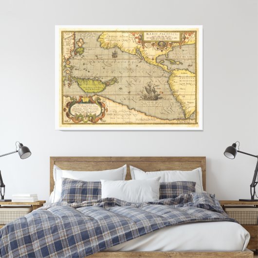 Toile Maris Pacifici 1589 par Abraham Ortelius (Insitu(Chambre))