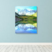 Toile Maroon Bells se reflétant dans le lac Maroon (Insitu (Plancher de Bois))
