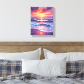 Toile Marque violette | Peinture violette Sunset Ocean W (Insitu(Chambre))