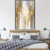 Toile Marron, Blanc & Or Textures Verticales – Abstrait (Insitu(Chambre))