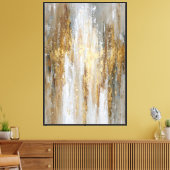 Toile Marron, Blanc & Or Textures Verticales – Abstrait (Insitu(Salon))