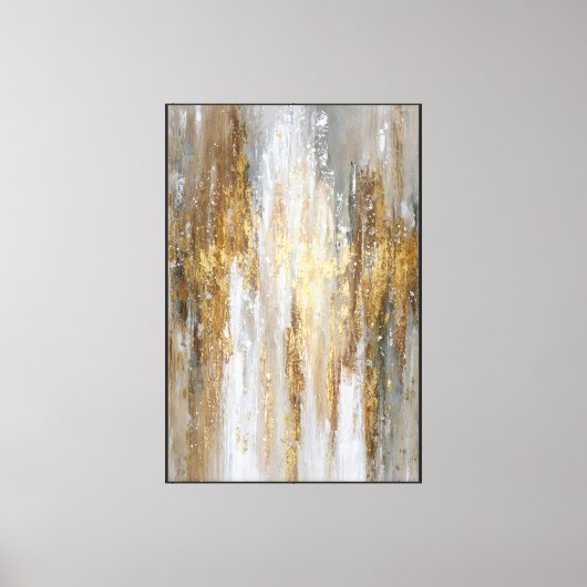 Toile Marron, Blanc & Or Textures Verticales – Abstrait (Recto)