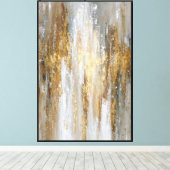Toile Marron, Blanc & Or Textures Verticales – Abstrait (Insitu (Plancher de Bois))