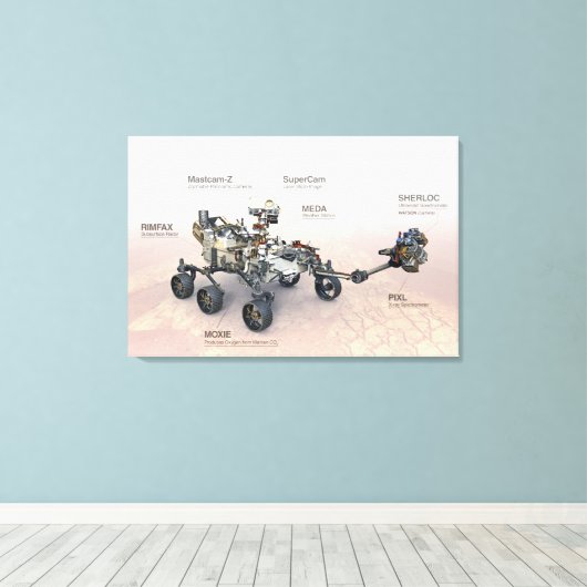 Toile Mars La Persévérance Rover Avec Instruments (Insitu (Plancher de Bois))