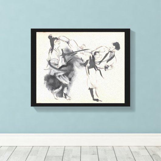 Toile Martial Arts Side Kick Dessin (Insitu (Plancher de Bois))