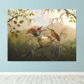 Toile MARTIN J. HEADE Deux colibris à un nid (1863) (Insitu (Plancher de Bois))