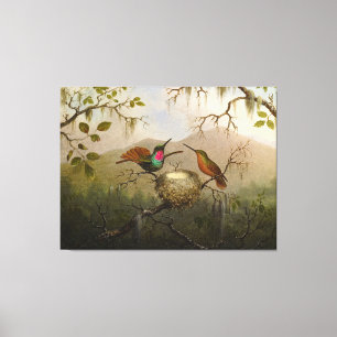 Toile MARTIN J. HEADE Deux colibris à un nid (1863)