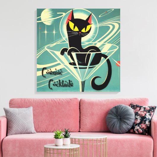 Toile Martini au chat noir de l'ère spatiale futuriste a (Insitu(Salon))