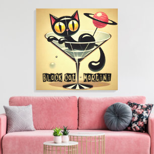 Toile Martini Black Cat Futuriste Atomique Espace