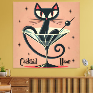 Toile Martini Black Cat Futuriste Atomique Espace