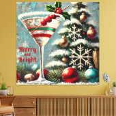 Toile Martini de Noël Retro les années 50 Cranberry (Insitu(Salon))